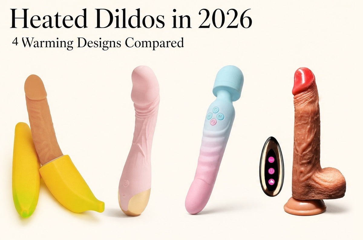 Four heated dildo designs compared in 2026, including banana-style, curved, heating wand, and remote-controlled models