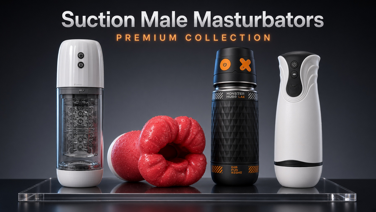 Suction Male Masturbators collection with four featured product designs