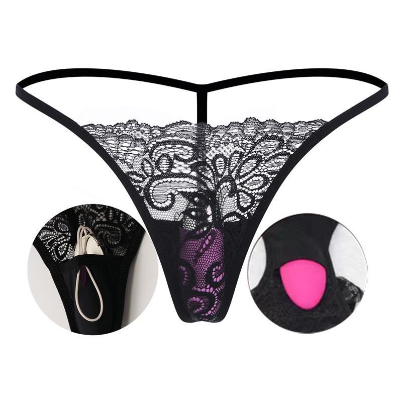 Hot Lace Panty Thong with Hidden Wearable Vibe Pocket