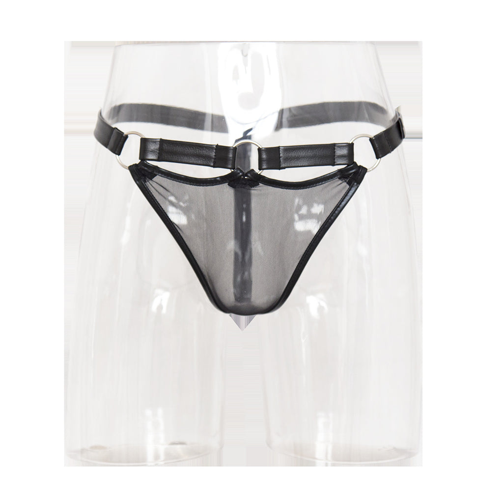 Men’s Strappy Mesh Thong with Contoured Pouch & Ring Details