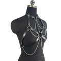 Black PU Leather Chain Harness Corset – Couples’ Roleplay Lingerie