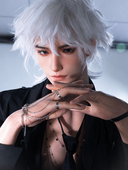 190cm Silver-Haired Anime Goth Male Silicone Sex Doll