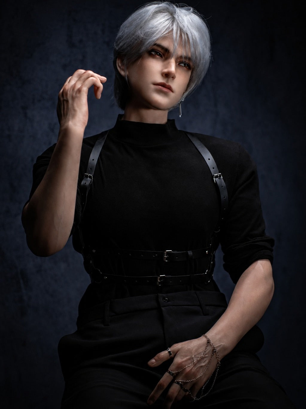 185cm Caucasian Silver-Haired Male Sex Doll with Gothic Style