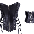 Women’s Punk Strapless PU Leather Bustier Corset – Waist-Cinching Lingerie