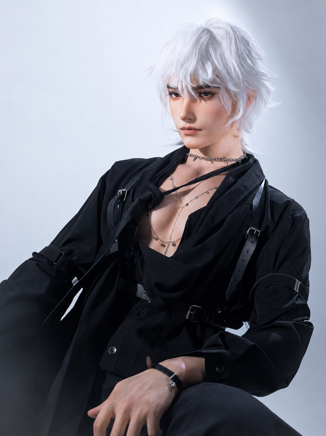 190cm Silver-Haired Anime Goth Male Silicone Sex Doll