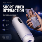 Automatic telescopic male masturbator showing powered motion and ergonomic handheld design
