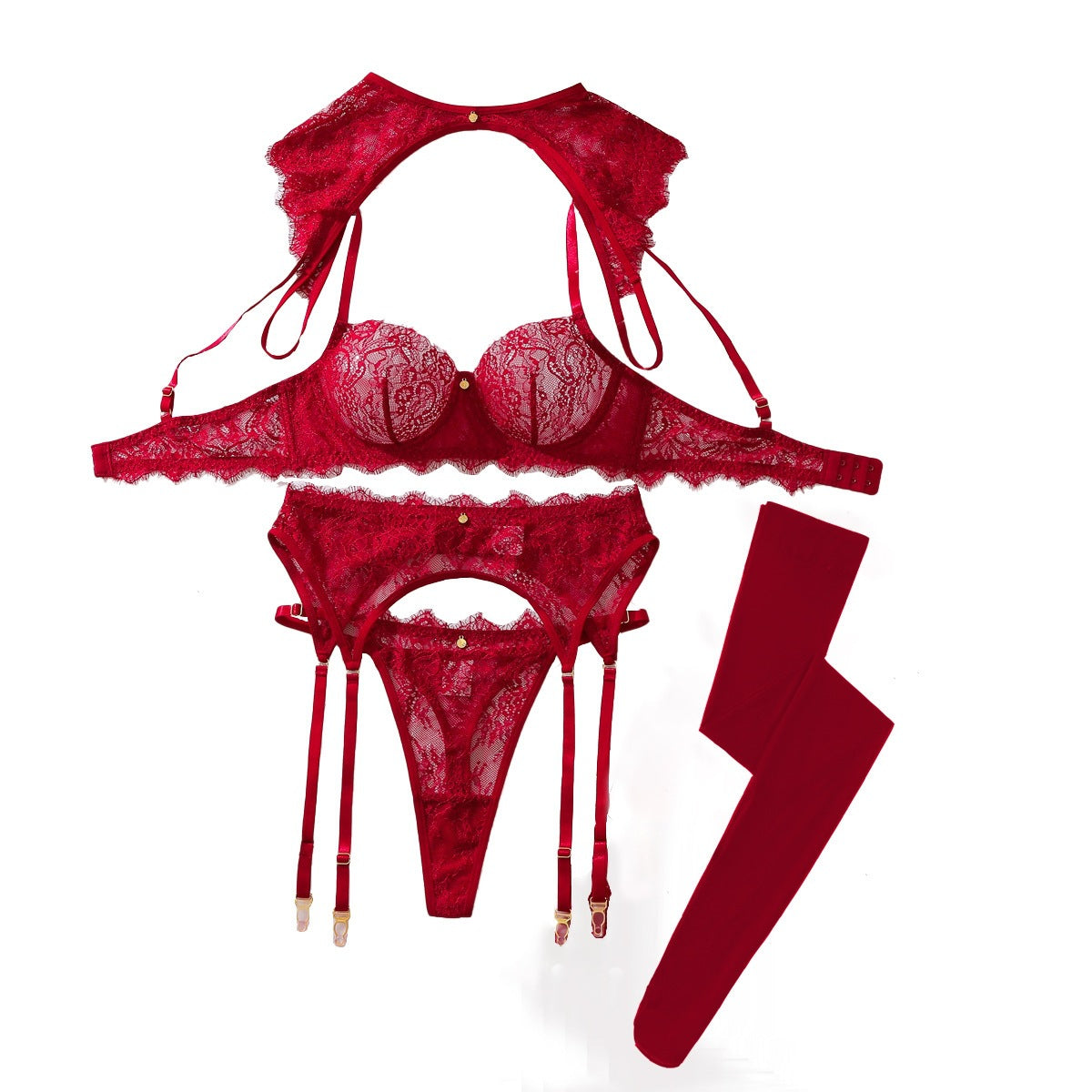 Women’s Sexy Sheer Lace Cutout Lingerie Set – Body-Contouring Fit