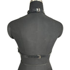 Black PU Leather Chain Harness Corset – Couples’ Roleplay Lingerie