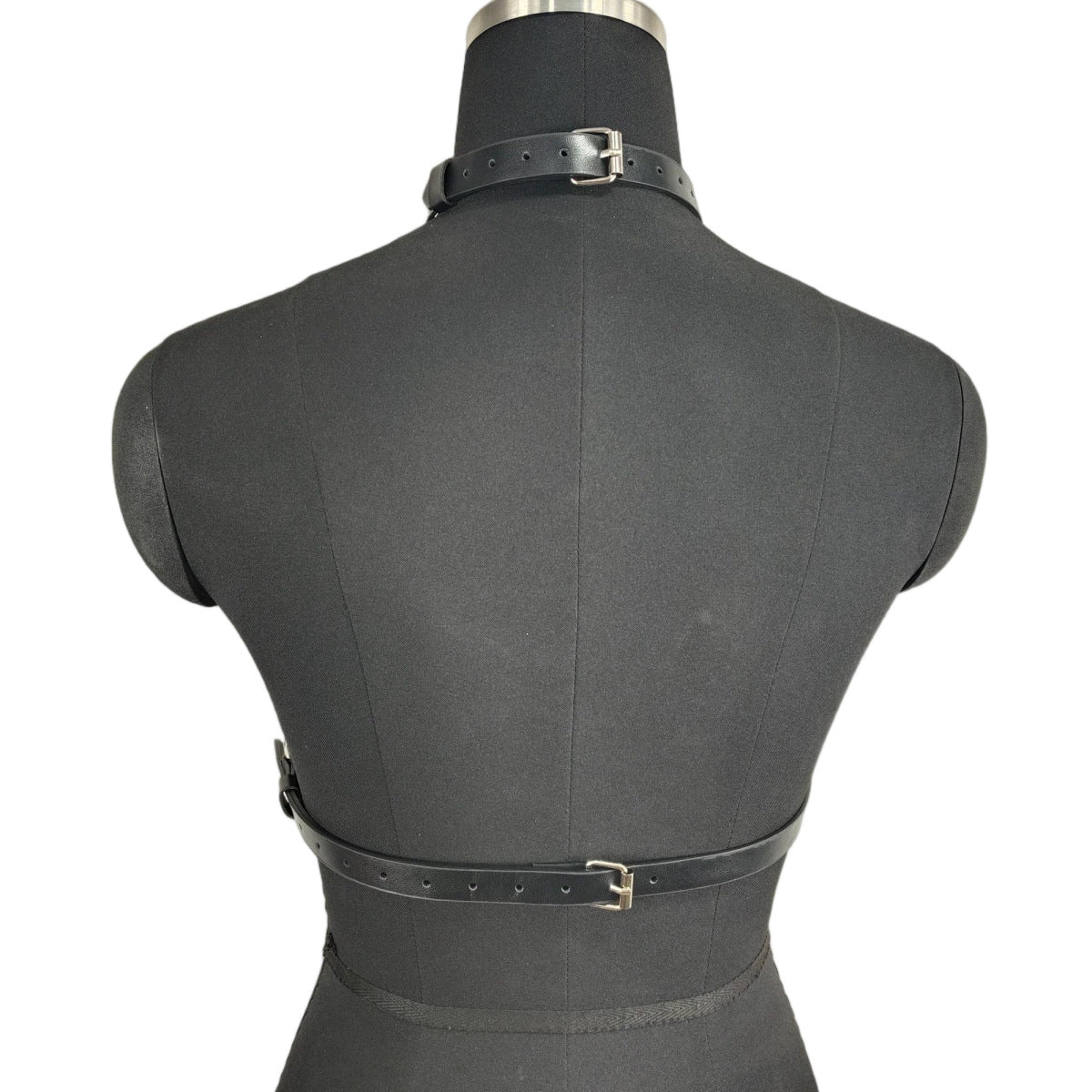 Black PU Leather Chain Harness Corset – Couples’ Roleplay Lingerie