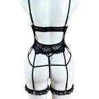 Women’s 3-Piece Lace Corset Lingerie Set with Garter Belt & Thong
