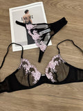 Plus Size Sheer Embroidered Lace Bra & Panty Set – French-Inspired Lingerie