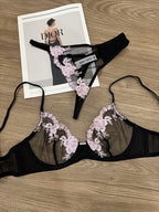 Plus Size Sheer Embroidered Lace Bra & Panty Set – French-Inspired Lingerie