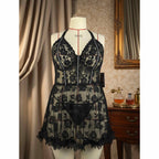 Plus Size Sheer Lace Chemise Lingerie Set with Side Slits