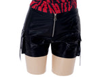Women’s Sexy Red Zebra Lingerie Set – Backless Halter Top & PU Shorts