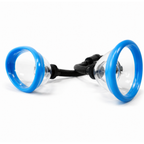 Two clear vulva pump cups with blue flexible rims