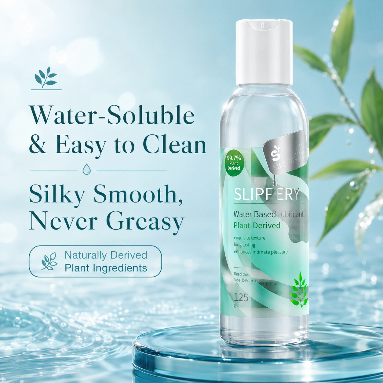 Wet Stuff Slippery Water-Based Lubricant - Water-Soluble & Easy to Clean, Silky Smooth Never Greasy plant-derived formula