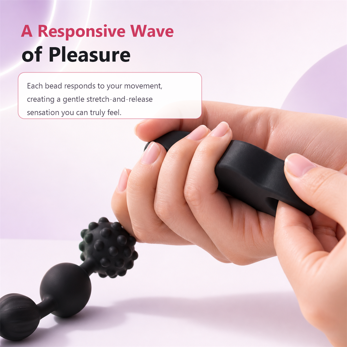 10-Mode Vibrating Anal Beads showcasing responsive wave of pleasure and gentle stretch sensation in use.