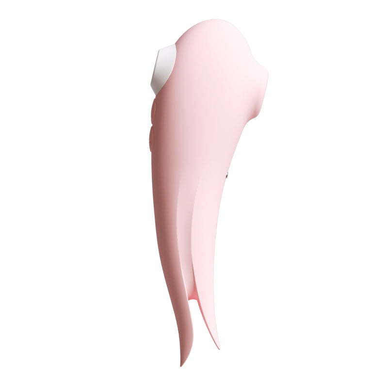 Mermaid-shaped suction vibrator, a pink clitoral licking device with unique design.