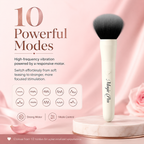 Makeup brush vibrator showing ten vibration modes for adjustable external stimulation