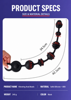 10-Mode Vibrating Anal Beads with Extra-Long Silicone Plug