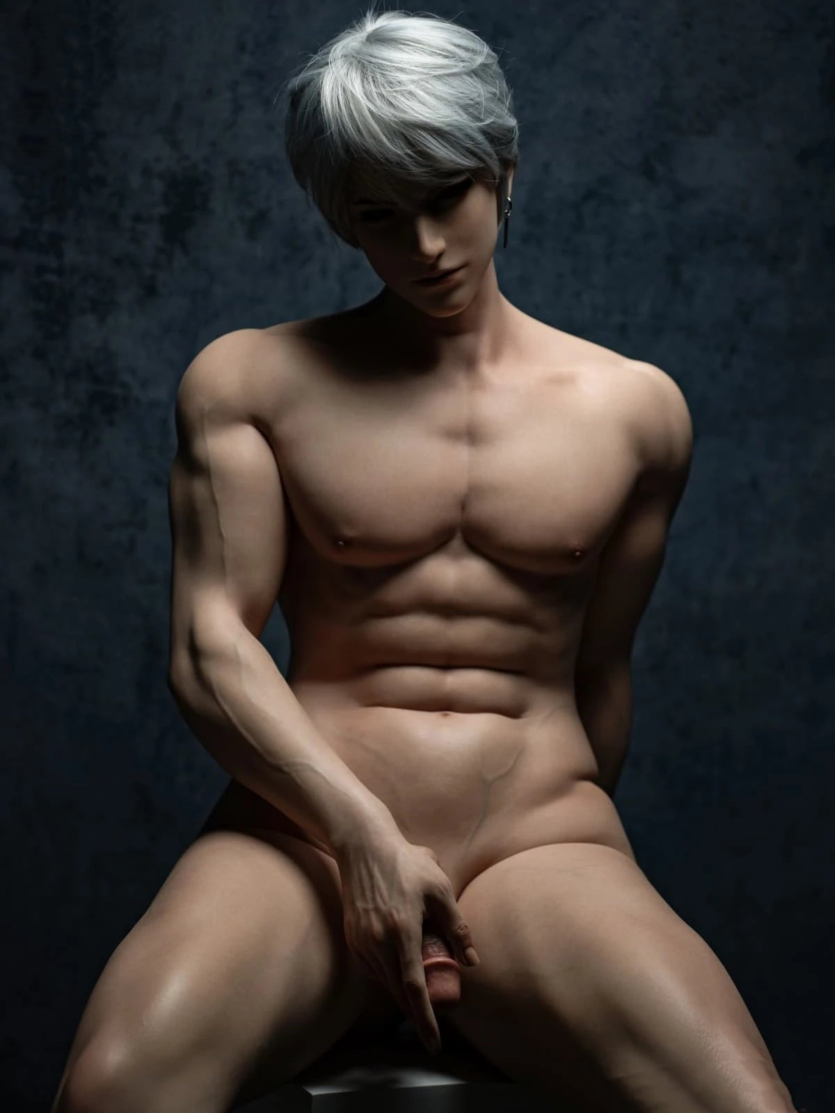 185cm Caucasian Silver-Haired Male Sex Doll with Gothic Style