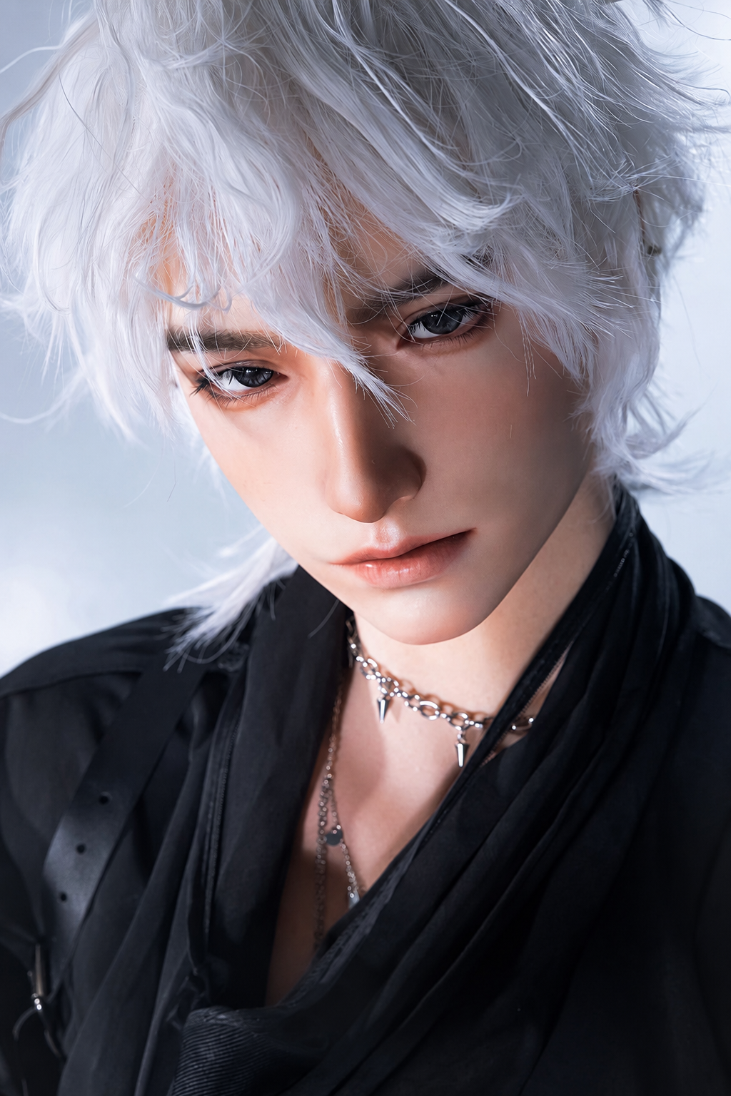 190cm Silver-Haired Anime Goth Male Silicone Sex Doll