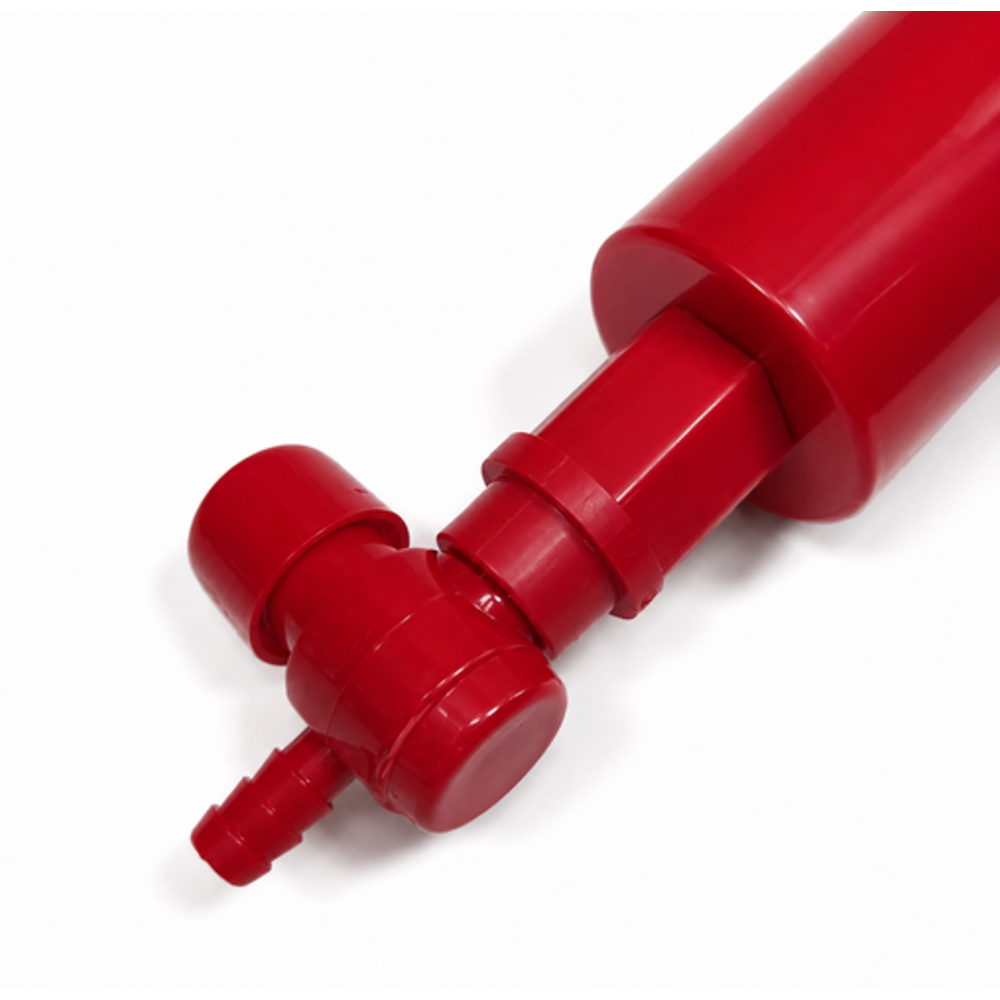 Close-up of the pump valve and hose connector