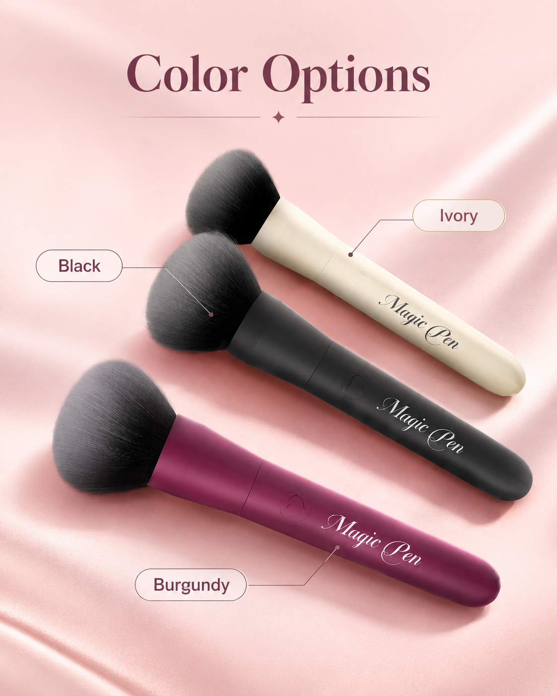 Makeup brush vibrator with detachable brush-style head for convenient cleaning and storage