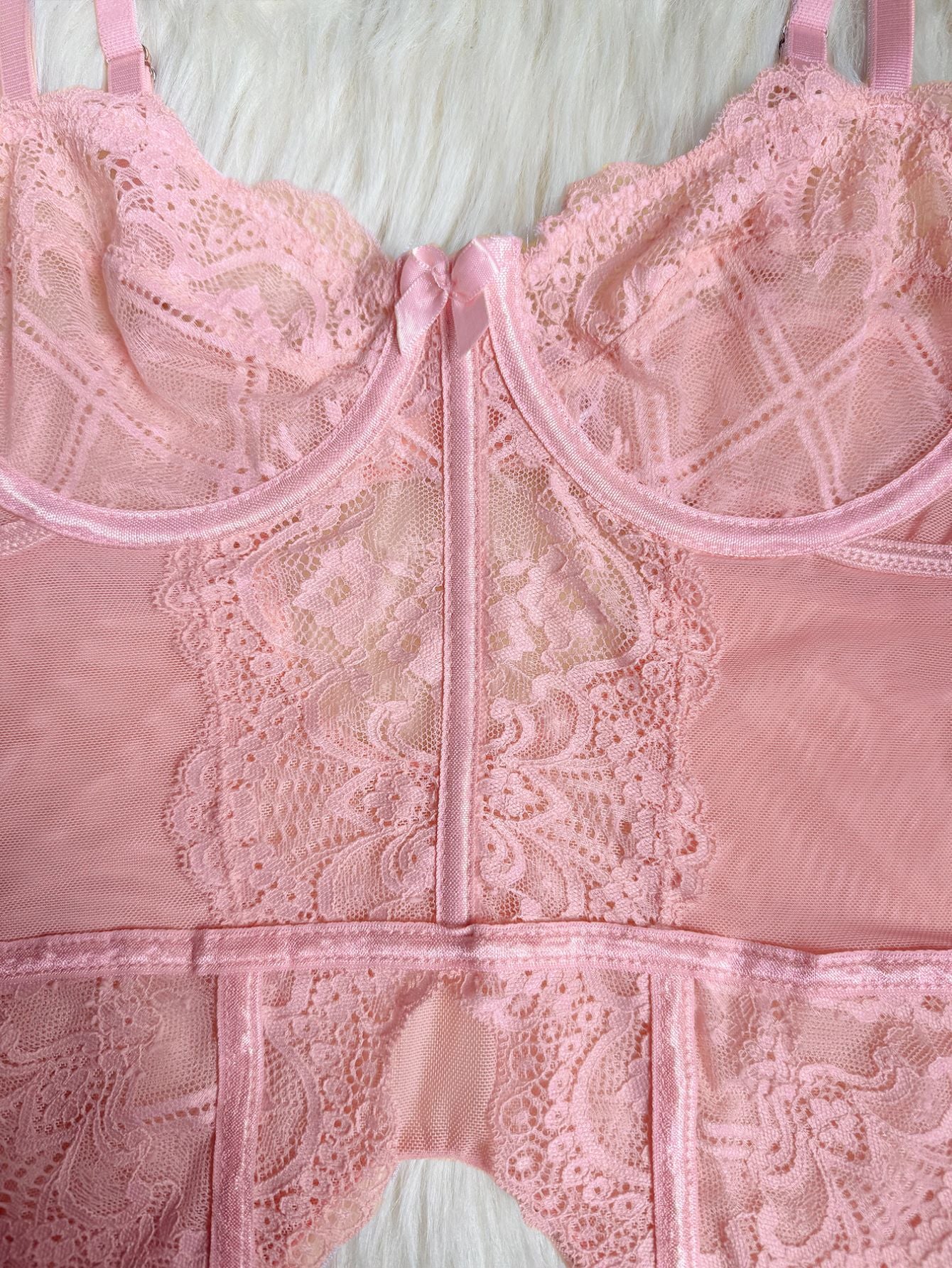 Women's Sexy Flora Lace Lingerie - pink Lingerie details