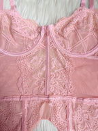 Women's Sexy Flora Lace Lingerie - pink Lingerie details