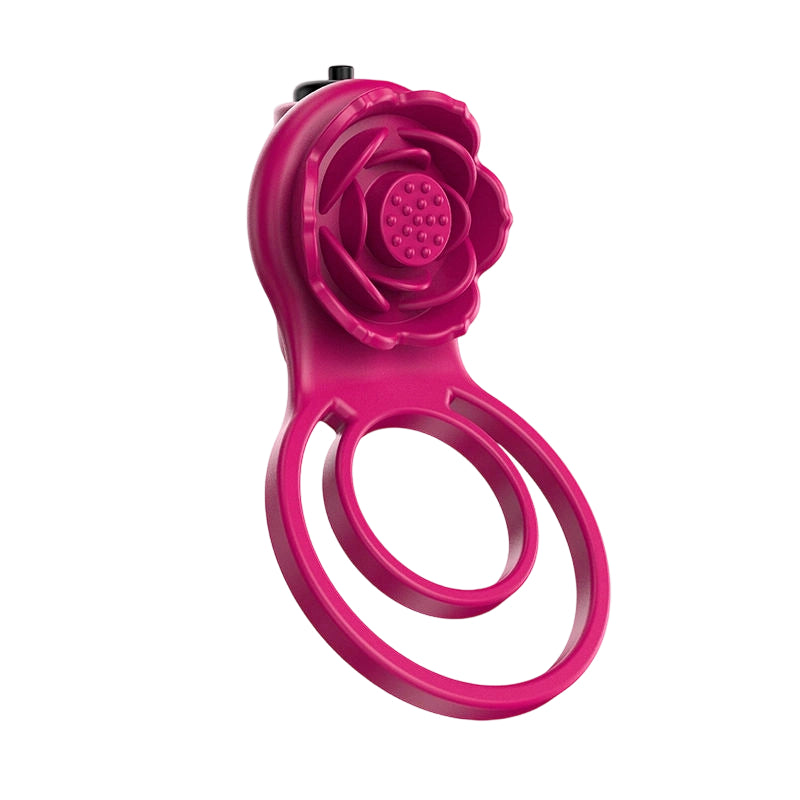 Rose Vibrating Couple’s Cock Ring with Dual Clit Flicker