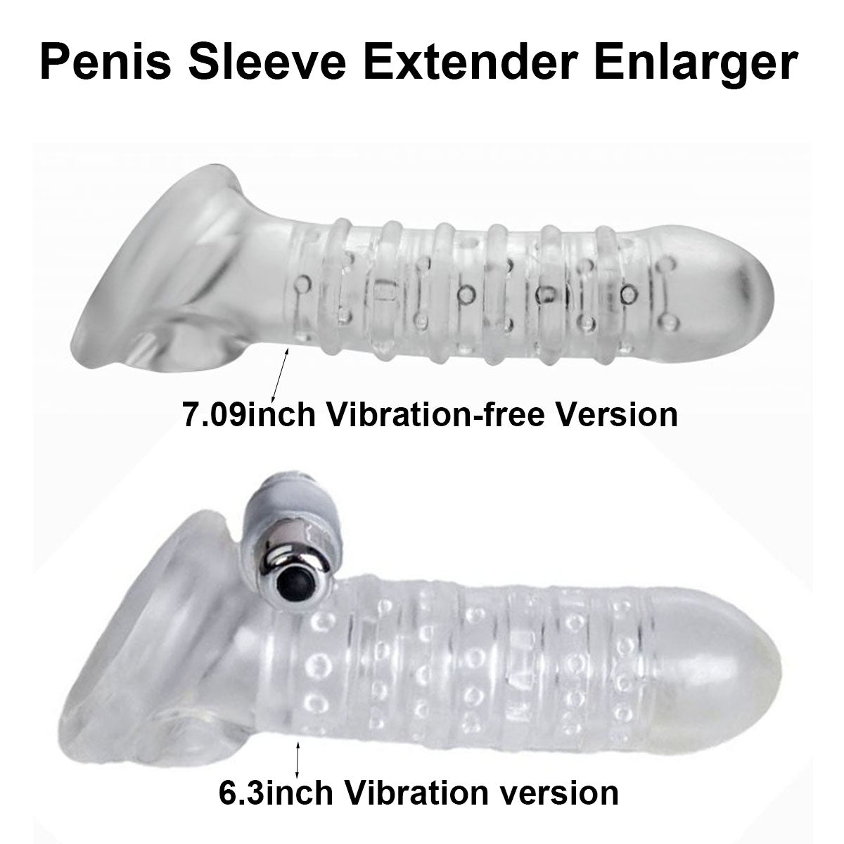 Penis Sleeve Extender Total Length and  Internal Diameter
