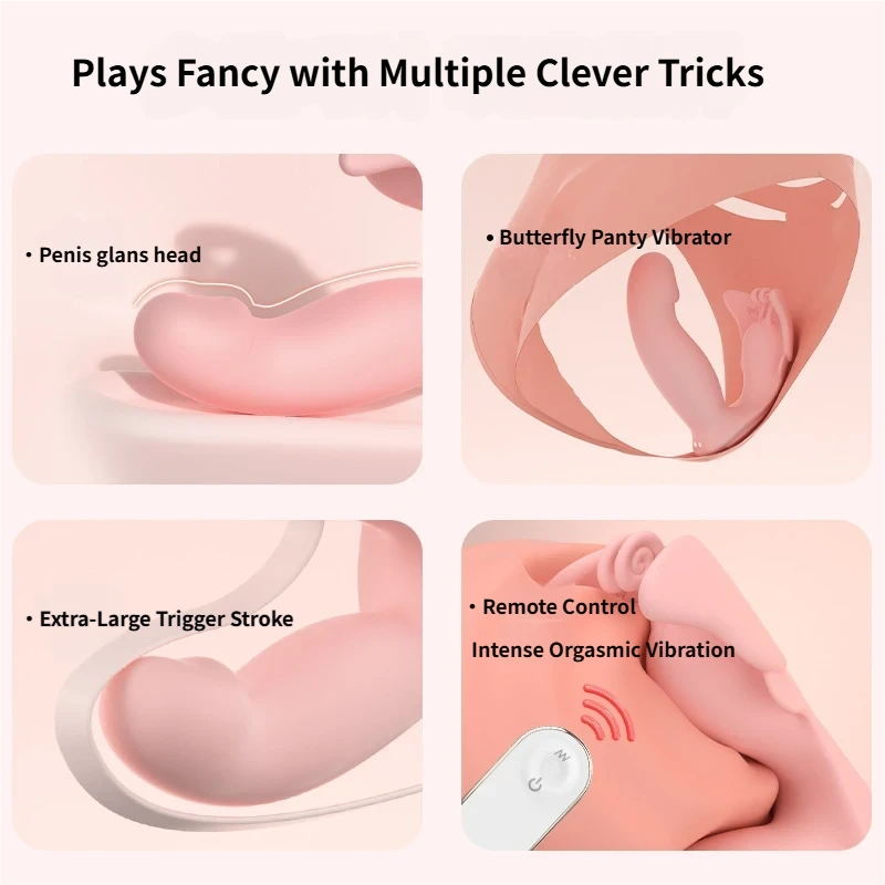 Butterfly Wearable Remote Internal Egg Vibrator features including extra-large trigger stroke and remote control for intense vibrations.