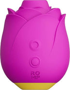 Rose Vibrator for Women, pink floral design, featuring multiple buttons for various modes, waterproof and innovative.