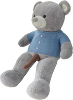 Plush Teddy Bear Pillow Thrusting Dildo -blue gray