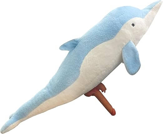 Dolphin Plush Thrusting Dildo Vibrator showcasing a soft plush design and innovative thrusting feature for discreet pleasure.