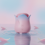 Pink Blue Rose Heated Tongue Clit Vibrator - sleek design and controls.