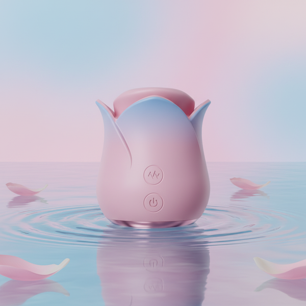 Pink Blue Rose Heated Tongue Clit Vibrator - External Use