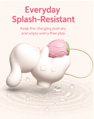 splash resistant kawaii bunny vibrator with dry charging port reminder