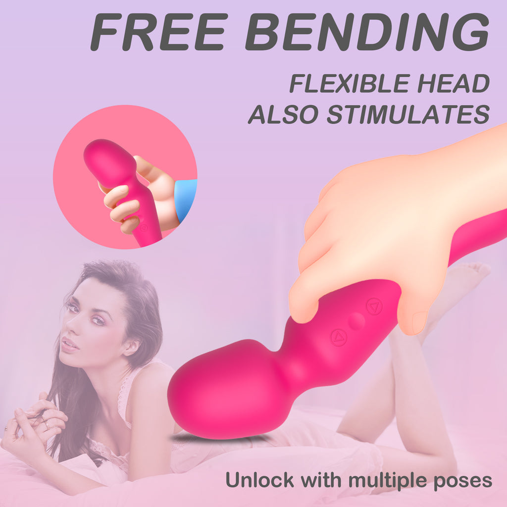 The head can be used for massage and relaxation-Insertable Wand Vibrator with Dual Motors