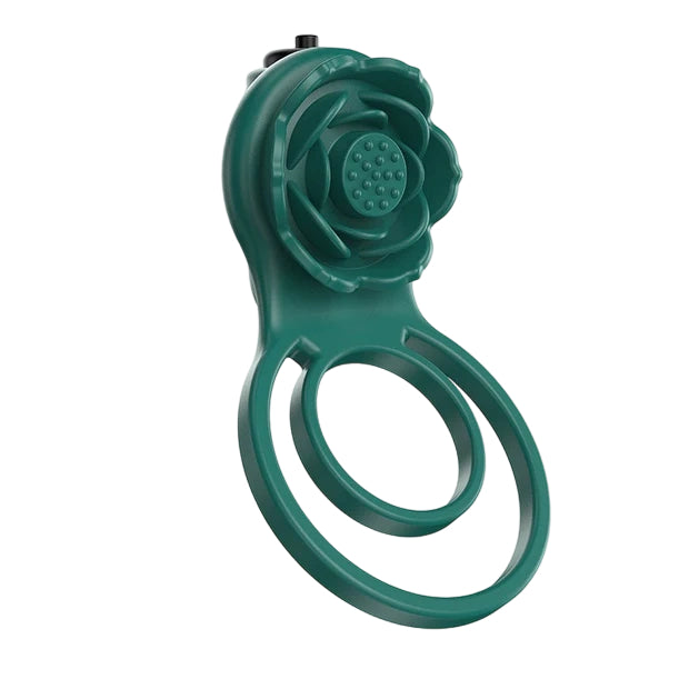 Rose Vibrating Couple’s Cock Ring with Dual Clit Flicker