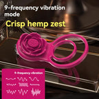 Pink flower-shaped vibrating ring with 9-frequency mode for intimate wellness