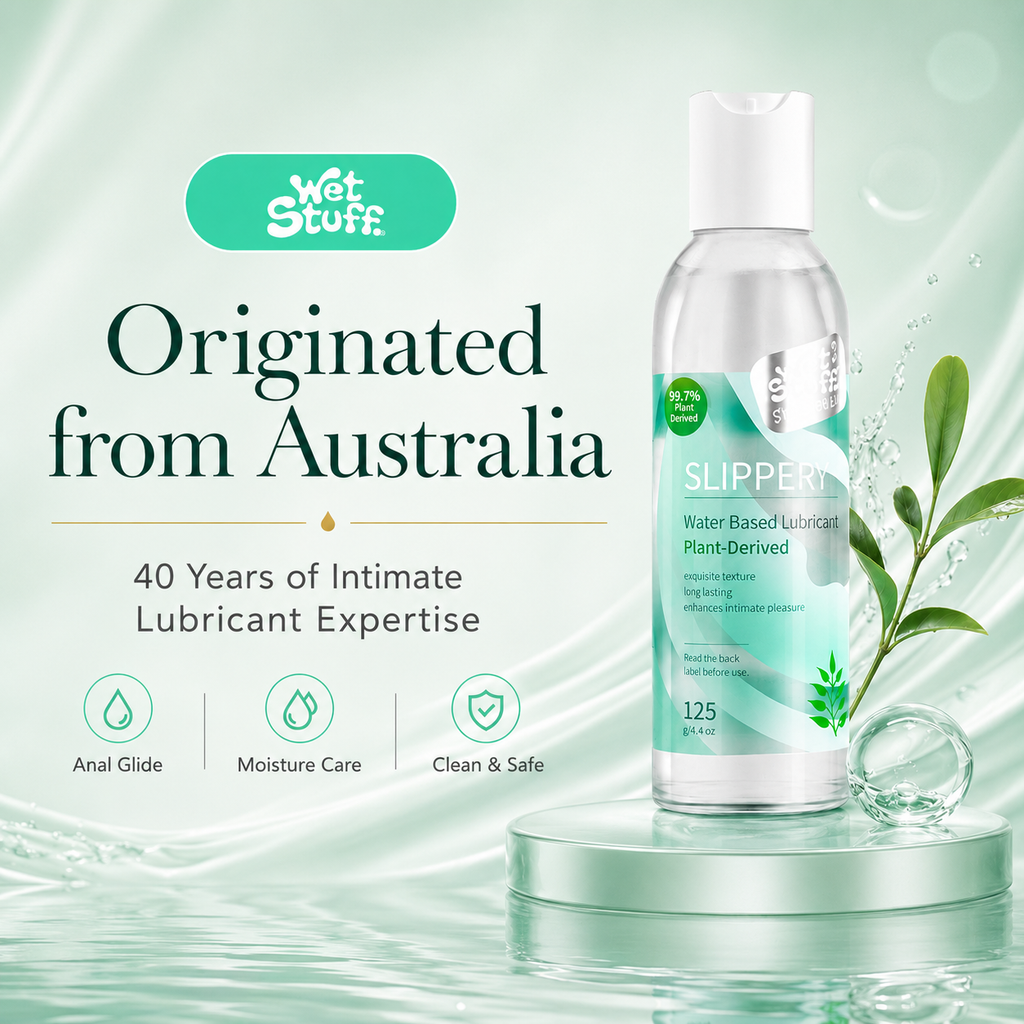 Wet Stuff Slippery Water-Based Lubricant originated from Australia - 40 years of expertise, plant-derived and clean intimate care