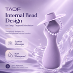 Stylish female torso vibrator with internal bead design for deep targeted stimulation and suction massager features.