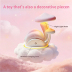 Pink Bunny 180 Rotating Tail Sucking Vibrator, showing night light mode and wireless charging features.