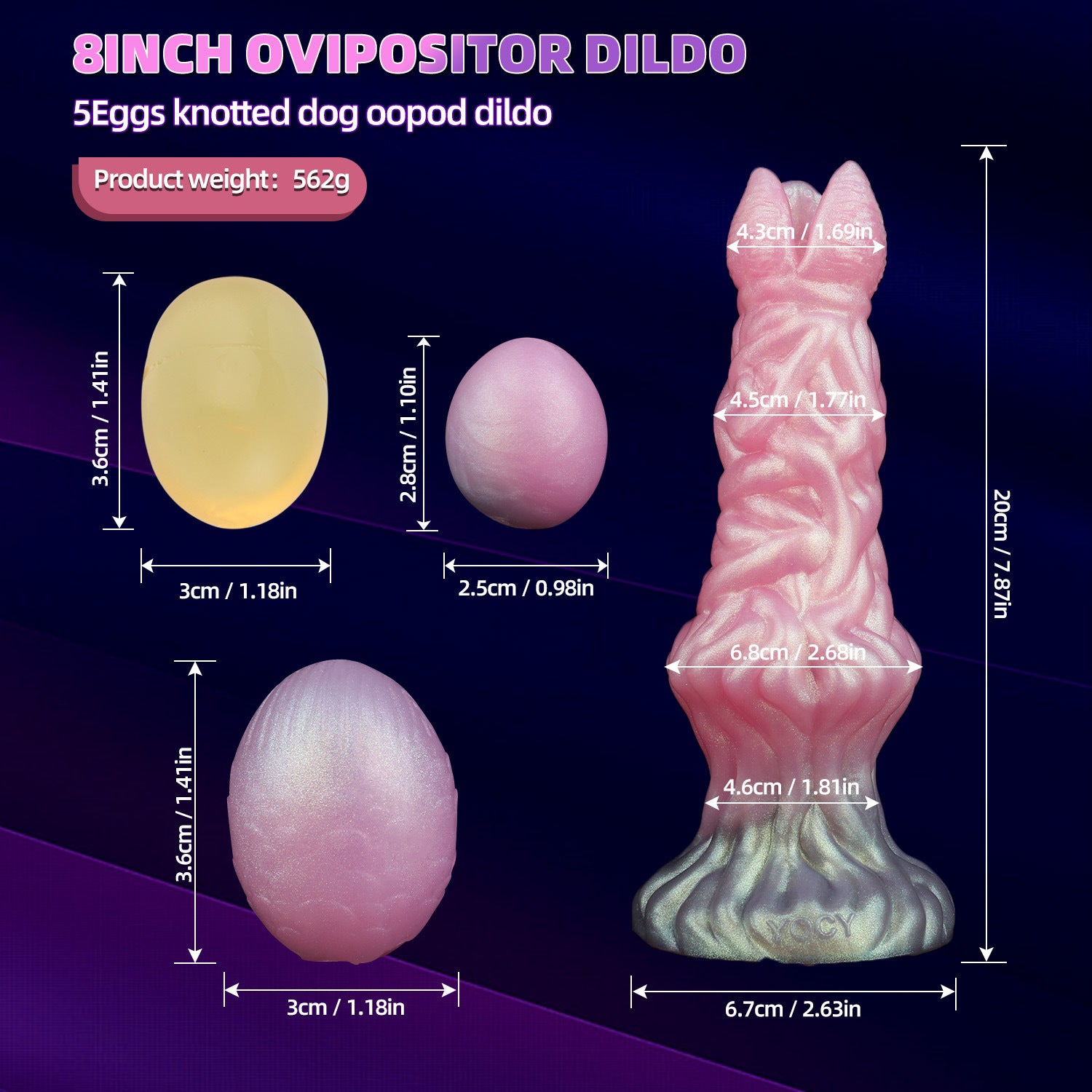 8 Inch 5 Eggs Ovipositor Knotted Dildo - Alien Fantasy