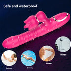 Double headed super strong dildo vibrator, female masturbation orgasmic stick, extendable tongue, licking adult toy in pink waterproof design.