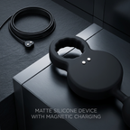 Matte silicone device with magnetic charging for enhanced pleasure and convenience.