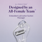 Stylish female torso vibrator designed by an all-female team with embedded lubrication suction massager.