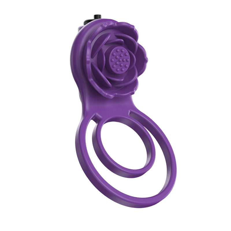 Rose Vibrating Couple’s Cock Ring with Dual Clit Flicker